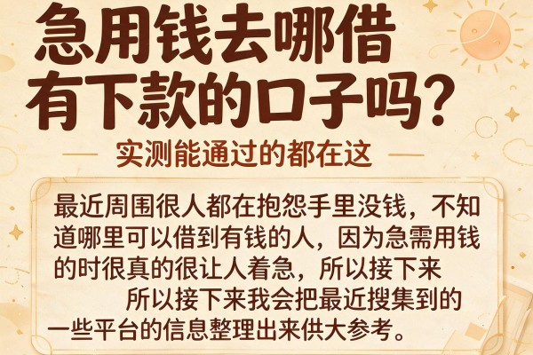 急用钱去哪借有下款的口子吗？实测能通过的都在这