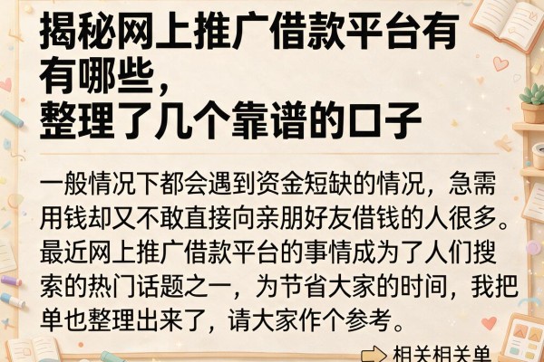 揭秘网上推广借款平台有哪些，整理了几个靠谱的口子