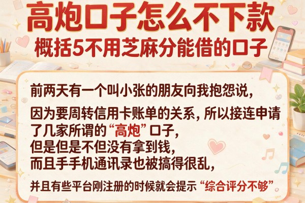 高炮口子怎么不下款，概括5个不用芝麻分能借的口子