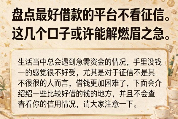 盘点最好借款的平台不看征信，这几个口子或许能解燃眉之急