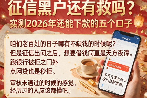 征信黑户还有救吗？实测2026年还能下款的五个口子