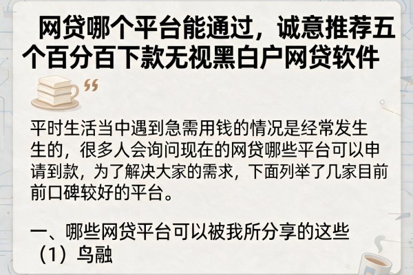 网贷哪个平台能通过，诚意推荐五个百分百下款无视黑白户网贷软件