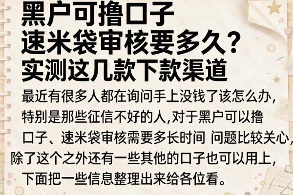 黑户可撸口子速米袋审核要多久？实测这几款下款渠道