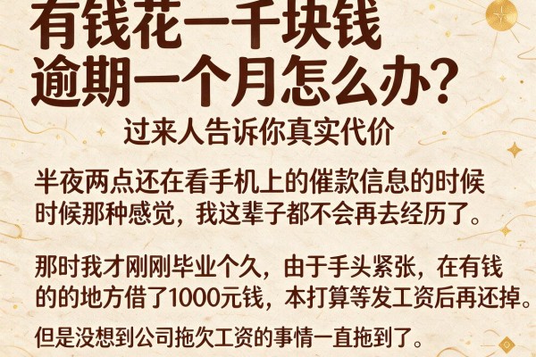 有钱花一千块钱逾期一个月怎么办?过来人告诉你真实代价