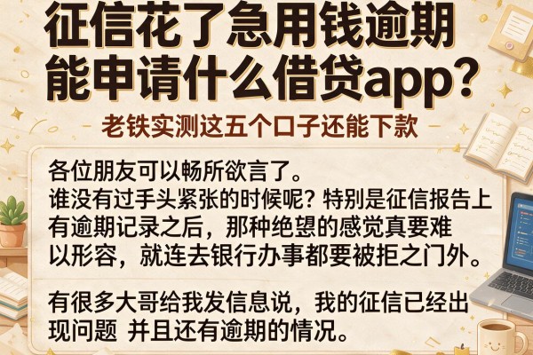 征信花了急用钱逾期能申请什么借贷app？老铁实测这五个口子还能下款