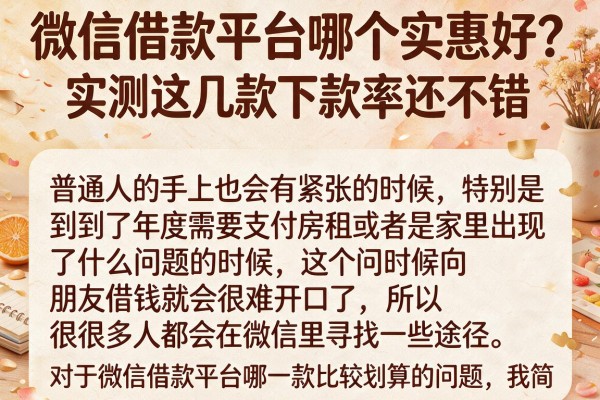 微信借款平台哪个实惠好？实测这几款下款率还不错