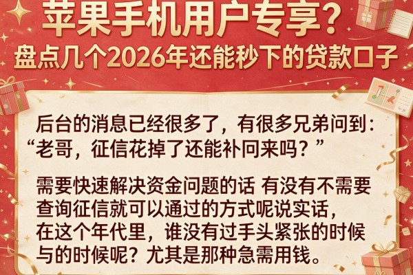 苹果手机用户专享？盘点几个2026年还能秒下的贷款口子