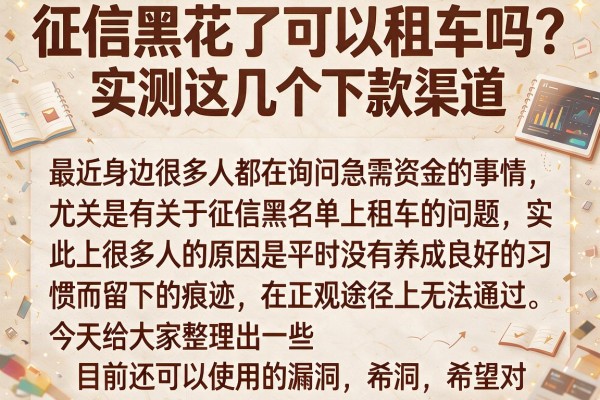 征信黑花了可以租车吗？实测这几个下款渠道