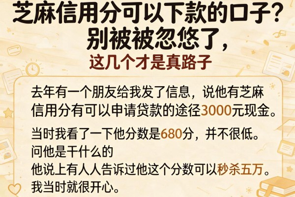 芝麻信用分可以下款的口子？别被忽悠了，这几个才是真路子