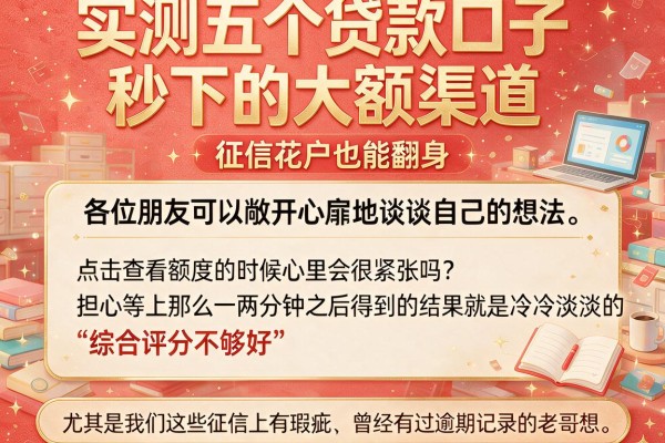 实测五个贷款口子秒下的大额渠道，征信花户也能翻身