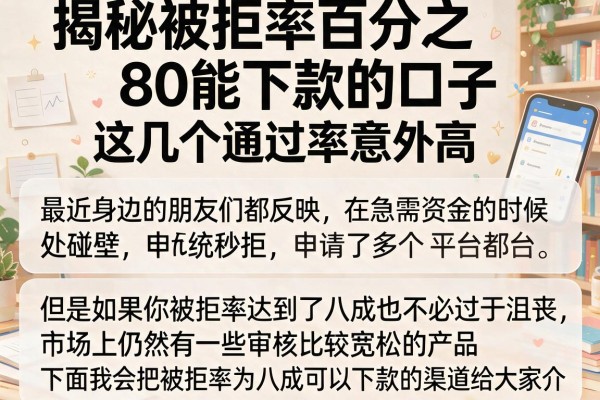 揭秘被拒率百分之80能下款的口子，这几个通过率意外高