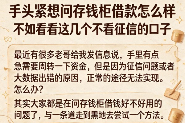 手头紧想问存钱柜借款怎么样？不如看看这几个不看征信的口子