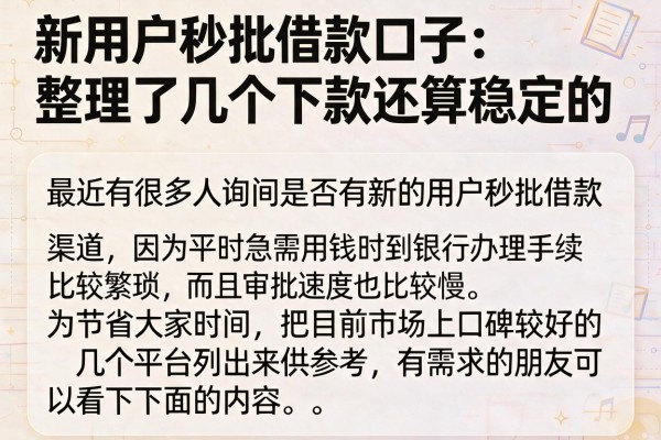 新用户秒批借款口子：整理了几个下款还算稳定的