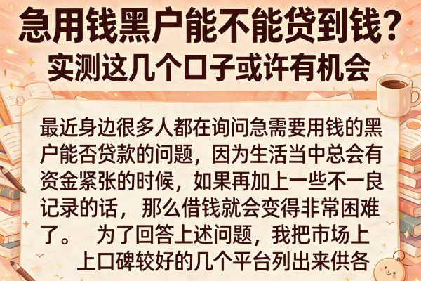 急用钱黑户能不能贷到钱？实测这几个口子或许有机会