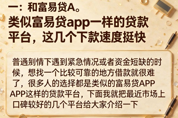 类似富易贷app一样的贷款平台，这几个下款速度挺快