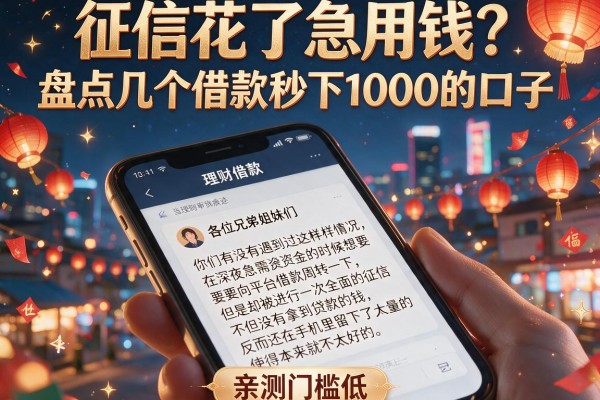 征信花了急用钱？盘点几个借款秒下1000的口子，亲测门槛低
