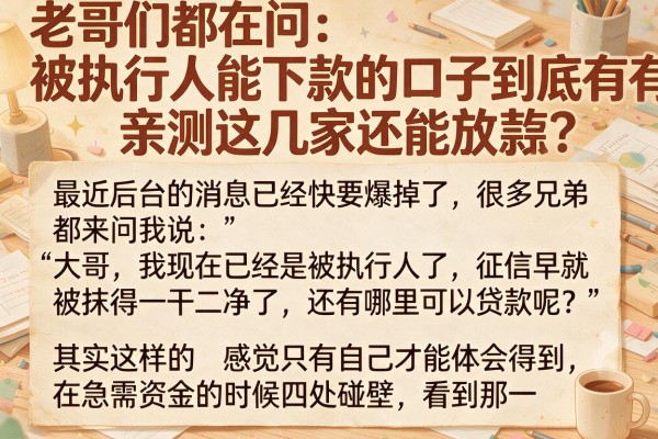 老哥们都在问：被执行人能下款的口子到底有没有？亲测这几家还能放款