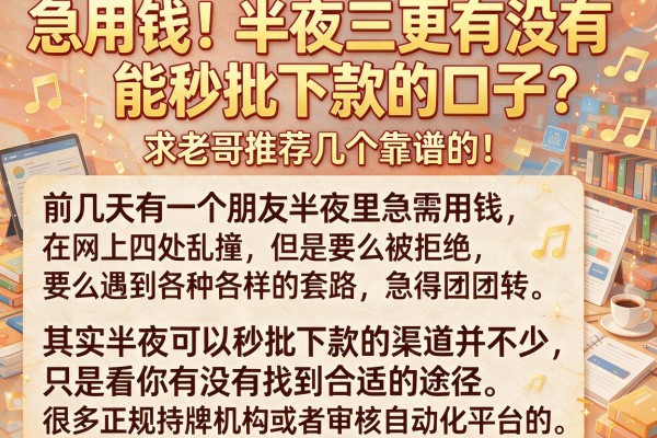 急用钱！半夜三更有没有能秒批下款的口子？求老哥推荐几个靠谱的！