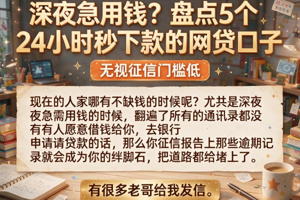 深夜急用钱？盘点5个24小时秒下款的网贷口子，无视征信门槛低