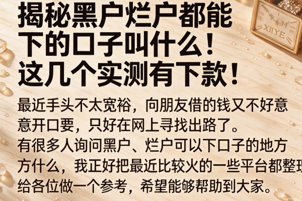 揭秘黑户烂户都能下的口子叫什么，这几个实测有下款