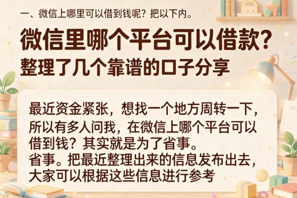 微信里哪个平台可以借款？整理了几个靠谱的口子分享