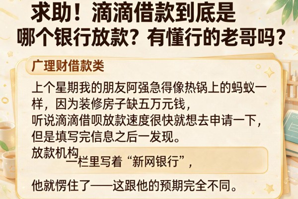 求助!滴滴借款到底是哪个银行放款?有懂行的老哥吗?
