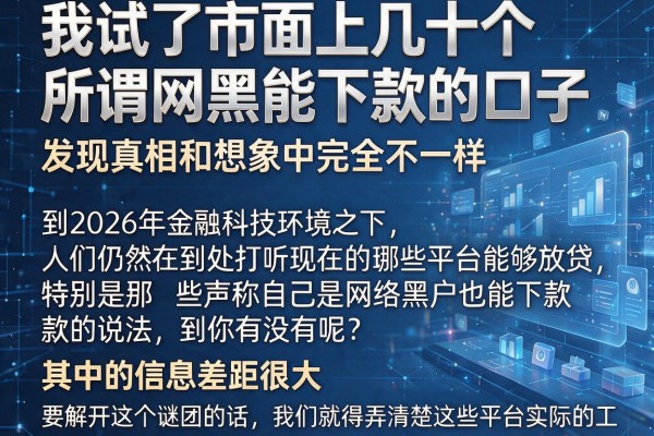 我试了市面上几十个所谓网黑能下款的口子，发现真相和想象中完全不一样