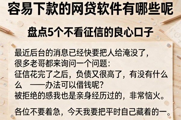 容易下款的网贷软件有哪些呢，盘点5个不看征信的良心口子