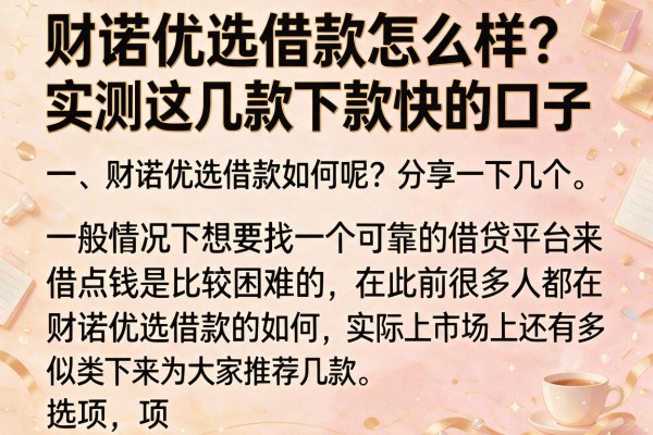 财诺优选借款怎么样？实测这几款下款快的口子