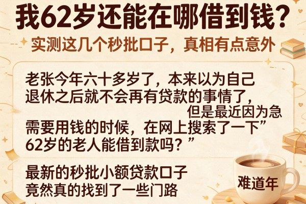 我62岁还能在哪借到钱？实测这几个秒批口子，真相有点意外