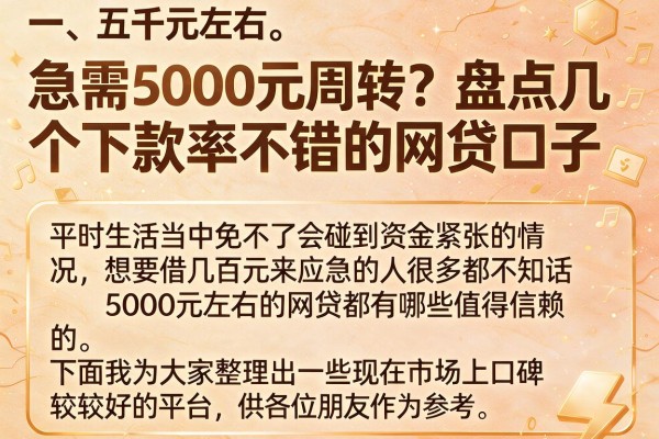 急需5000元周转？盘点几个下款率不错的网贷口子