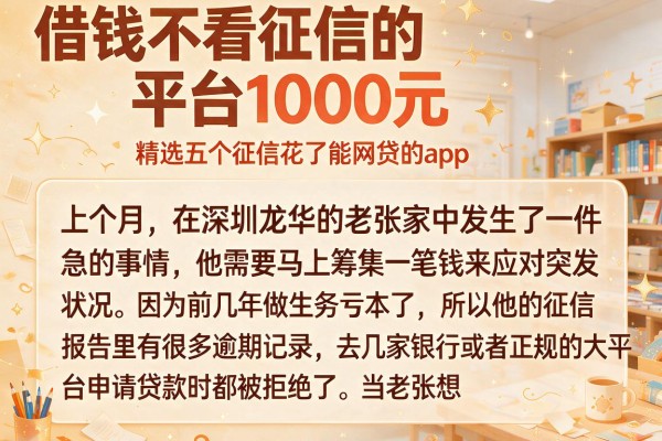 借钱不看征信的平台1000元，精选五个征信花了能网贷的app