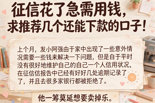 征信花了急需用钱，求推荐几个还能下款的口子！