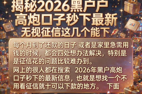 揭秘2026黑户高炮口子秒下最新，无视征信这几个能下