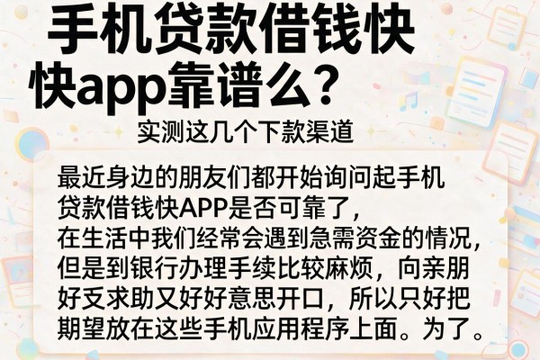 手机贷款借钱快app靠谱么?实测这几个下款渠道