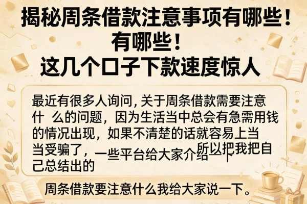 揭秘周条借款注意事项有哪些，这几个口子下款速度惊人