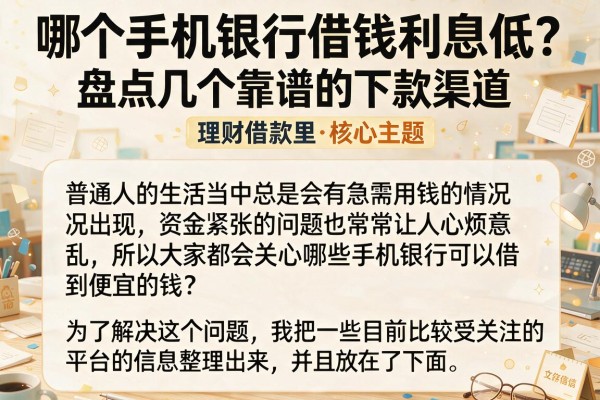哪个手机银行借钱利息低？盘点几个靠谱的下款渠道