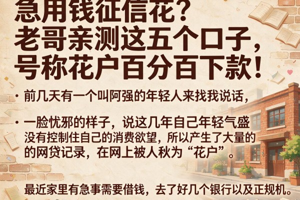 急用钱征信花？老哥亲测这五个口子，号称花户百分百下款！