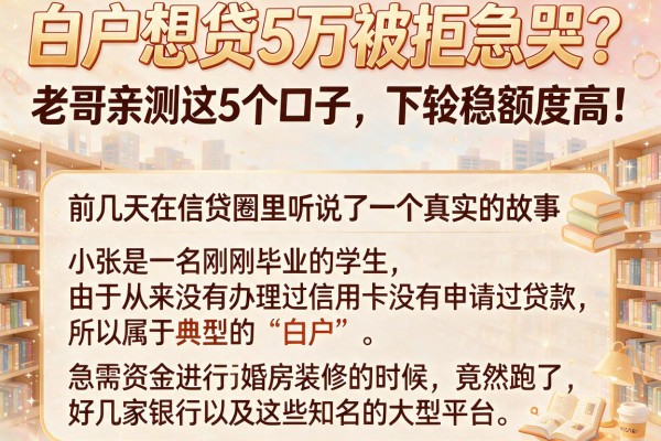 白户想贷5万被拒急哭？老哥亲测这5个口子，下款稳额度高！