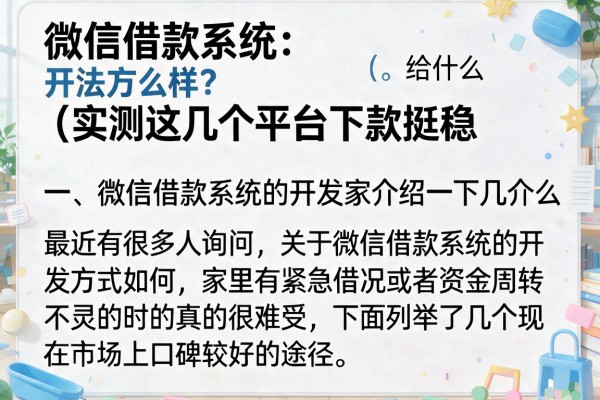 微信借款系统开发方法怎么样？实测这几个平台下款挺稳