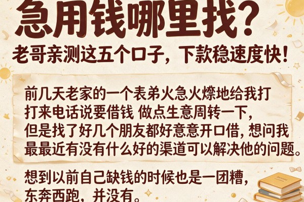 急用钱哪里找？老哥亲测这五个口子，下款稳速度快！_1