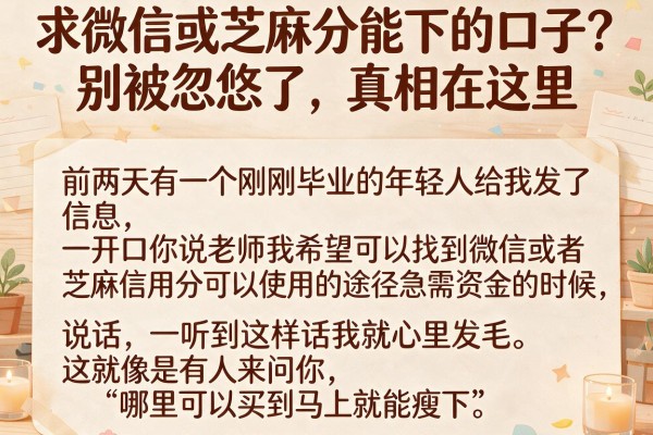 求微信或芝麻分能下的口子？别被忽悠了，真相在这里