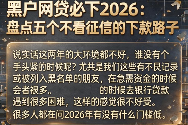 黑户网贷必下2026：盘点五个不看征信的下款路子