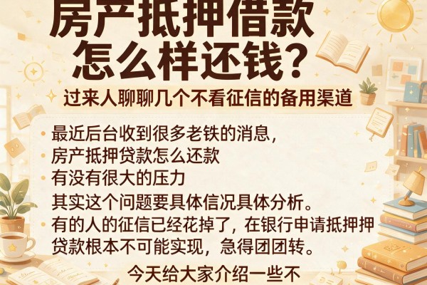 房产抵押借款怎么样还钱？过来人聊聊几个不看征信的备用渠道