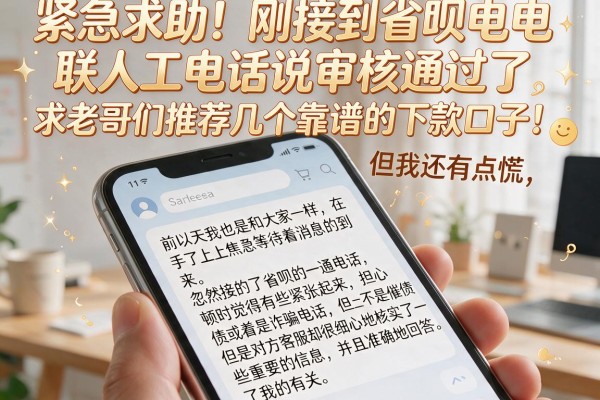 紧急求助！刚接到省呗电联人工电话说审核通过了，但我还有点慌，求老哥们推荐几个靠谱的下款口子！