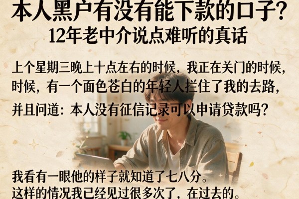 本人黑户有没有能下款的口子？12年老中介说点难听的真话