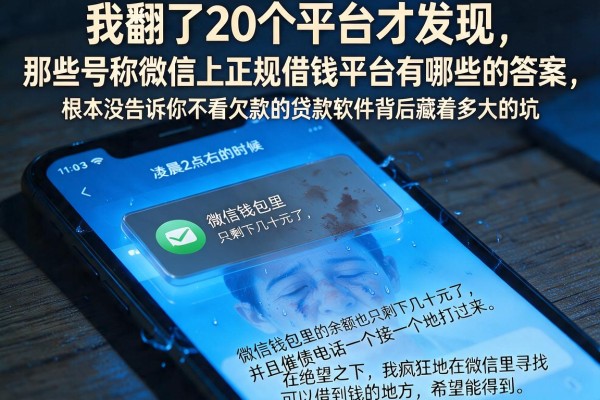 我翻了20个平台才发现，那些号称微信上正规借钱平台有哪些的答案，根本没告诉你不看欠款的贷款软件背后藏着多大的坑