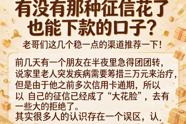 有没有那种征信花了也能下款的口子？老哥们这几个稳一点的渠道推荐一下！