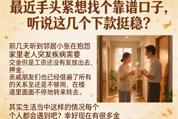 最近手头紧想找个靠谱口子，听说这几个下款挺稳？
