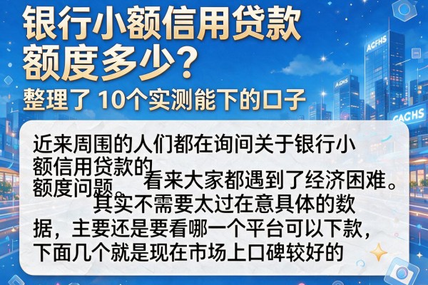 银行小额信用贷款额度多少？整理了10个实测能下的口子